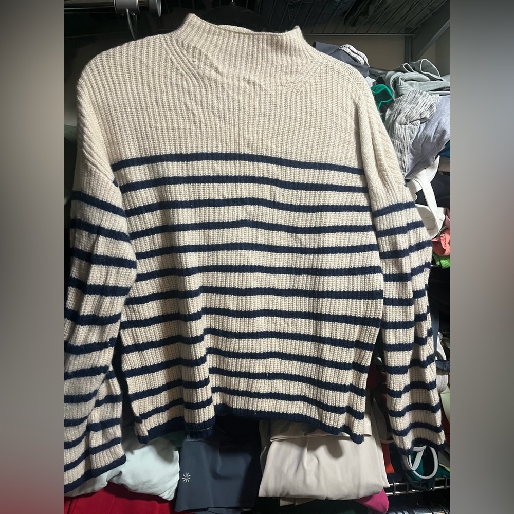 Rails Navy and Cream Striped Turtleneck Sweater